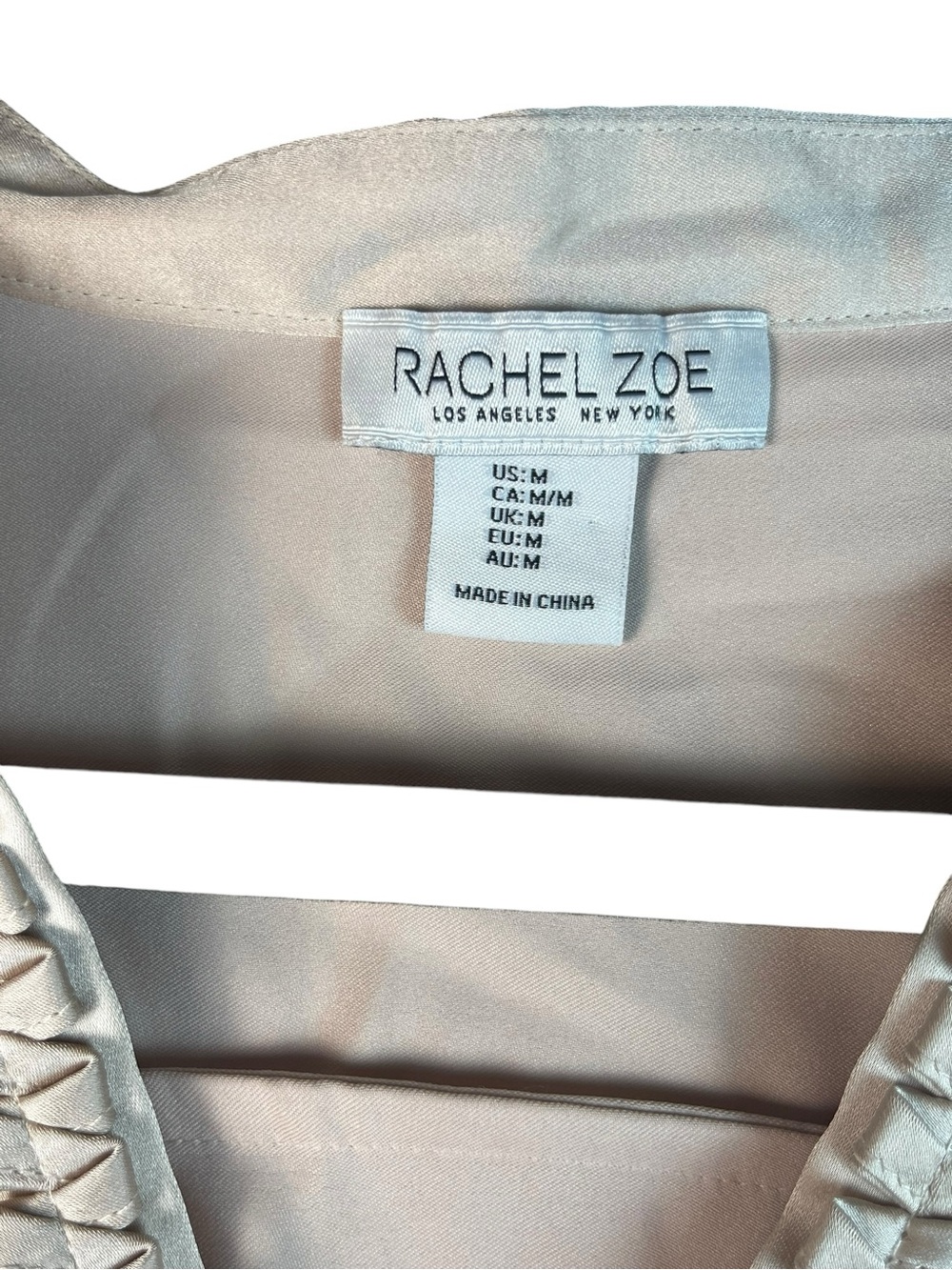 Rachel Zoe Satin V-Neck Short Sleeve Blouse in Soft Champagne size M - Picture 5 of 7